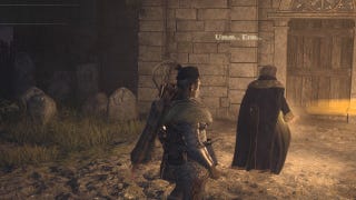 Dragon's Dogma 2 Heel of History: A Beastren follows along behind a priest