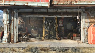 The garage from Fallout 4's main menu.